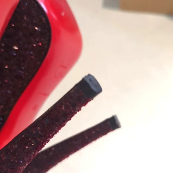 Christian louboutin Ron Ron oxblood dark cherry glitter red sole heels size 6 - Picture 9 of 15